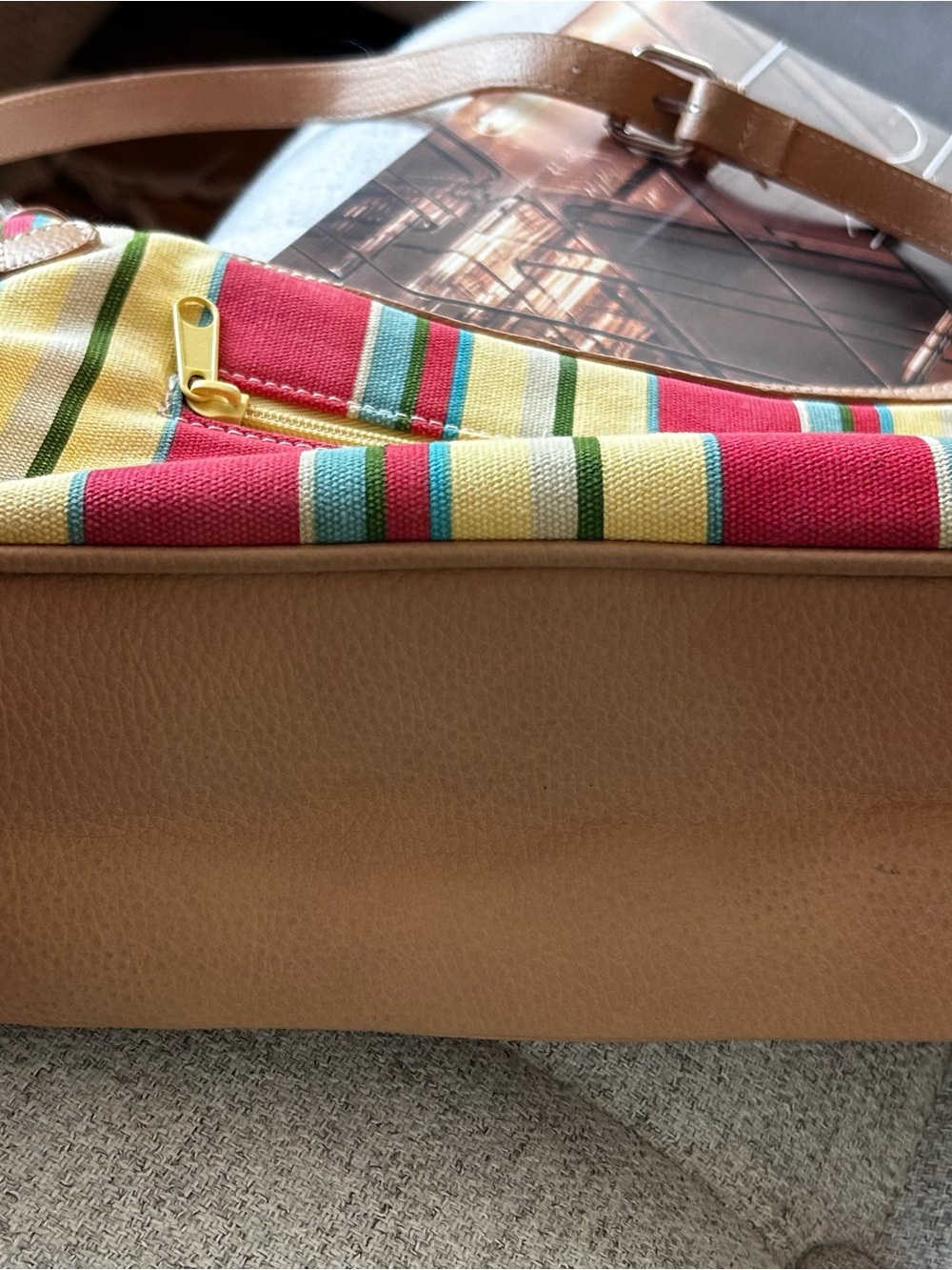 Jamaica Bay Vintage Y2K Striped Canvas Shoulder Bag Purse Colorful Boho - Picture 11 of 15